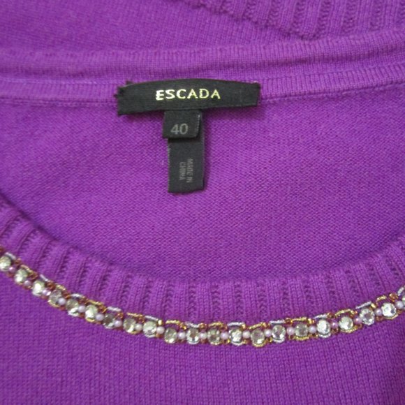 CASHMERE Pullover Knit Sweater Vest Sleeveless Cuddly Purple Rhinestones - Picture 5 of 8